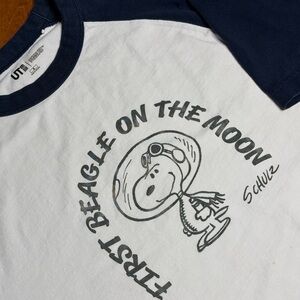 Peanuts White & Navy Snoopy 'First Beagle on the Moon' Short Sleeve Tee